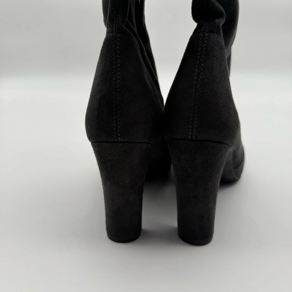 SAM EDELMAN KENT over the knee heeled suede boot dark grey